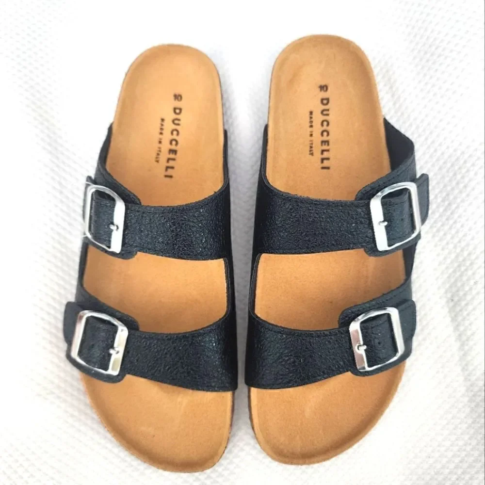 DUCCELLI Made in Italy Jaimee leather comfort lagenlook buckle Sandals